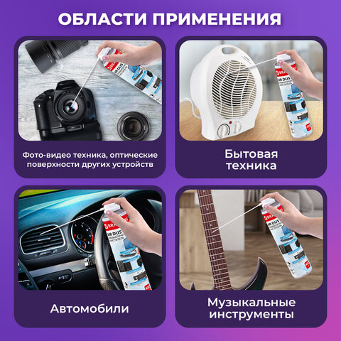 Баллон со сжатым воздухом BRAUBERG ДЛЯ ОЧИСТКИ ТЕХНИКИ, 400 мл, 511519
