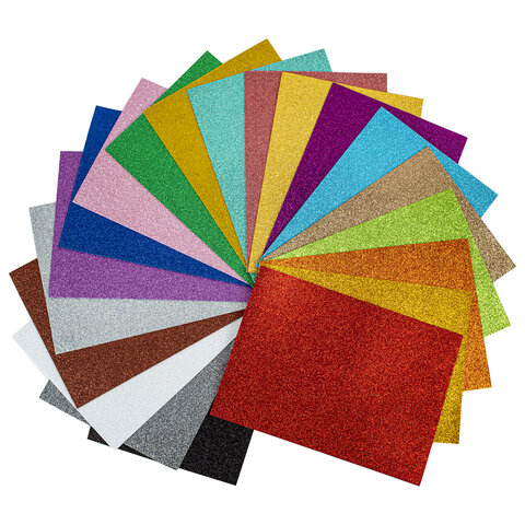 Пористая резина/фоамиран А4, 2 мм, НАБОР, 20 листов, 20 цветов, яркие цвета, блестки, ОСТРОВ СОКРОВИЩ, 665103