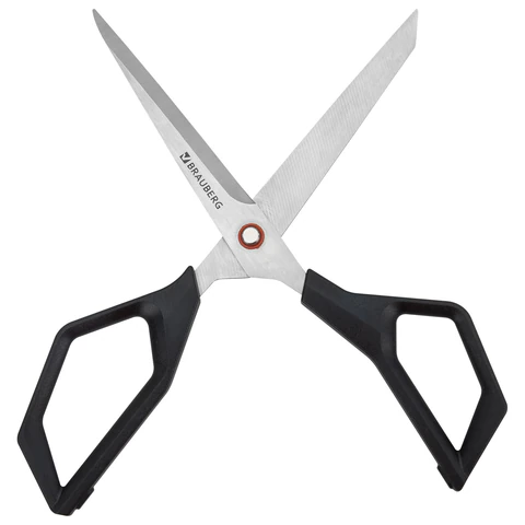 Ножницы BRAUBERG "Super black" 220 мм, черные, 3-сторонняя заточка, ручки из ABS-пластика, 238855