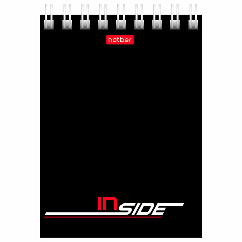 Блокнот МАЛЫЙ ФОРМАТ А7 75х105 мм, 40 л., гребень, картон, клетка, HATBER, "INSIDE Стиль", 004691, 40Б7B1гр_01622