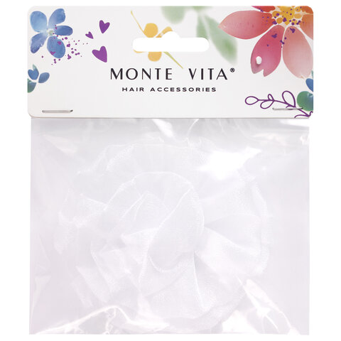 Бант для волос 8х10 см, 10х12 см, 8 см на резинке, белый, АССОРТИ, MONTE VITA (МОНТЕ ВИТА), 457117