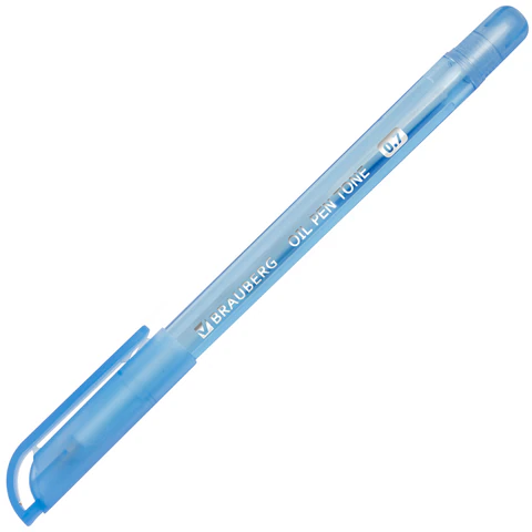 Ручка шариковая масляная BRAUBERG "OIL PEN TONE", СИНЯЯ, корпус тонированный, пишущий узел 0,7 мм, линия 0,35 мм, 142710