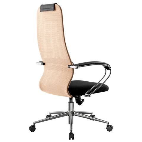 Кресло офисное BRABIX PREMIUM "Ultimate EX-800" хром, плотная двойная сетка Х2, черное/бежевое, 532913