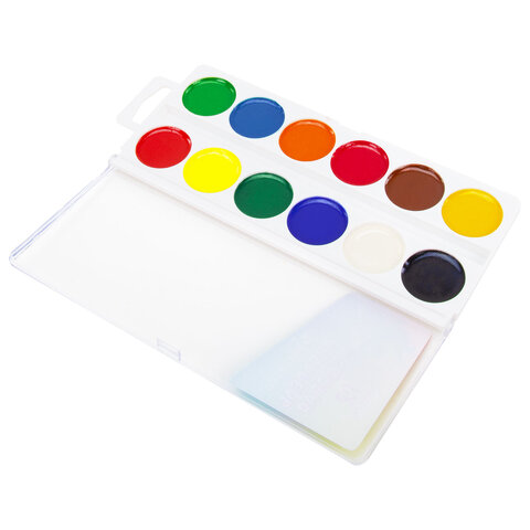 Краски акварельные BRAUBERG "МОНСТРИКИ", медовые, 12 цветов, круглые кюветы, 192641