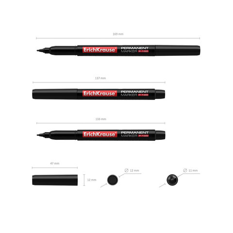 Маркер перманентный ERICH KRAUSE "P-100", ЧЕРНЫЙ, круглый наконечник, 0,5-1,2 мм, 12841