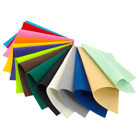 Фетр жесткий А4, 1 мм, 15 листов, 15 цветов, плотность 160 г/м2, ОСТРОВ СОКРОВИЩ, 665668