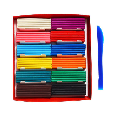 Пластилин классический ГАММА "Мультики", 12 цветов, 240 г, со стеком, картонная упаковка, 280018/281018