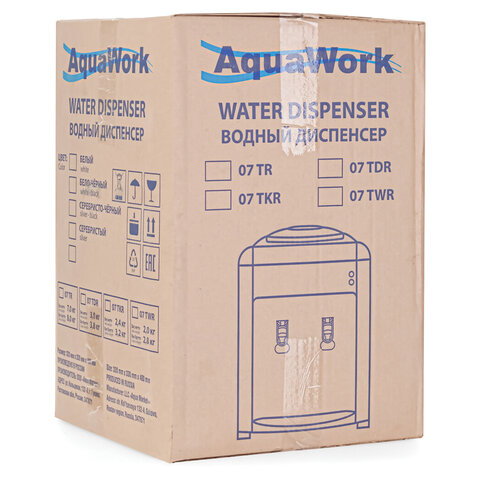 Кулер для воды AQUA WORK 0.7-TDR, настольный, НАГРЕВ/ЭЛЕКТРОННОЕ ОХЛАЖДЕНИЕ, 2 крана, серебро, 24762