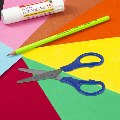 Ножницы ЮНЛАНДИЯ 130 мм, с линейкой, цвет ассорти, в картонной упаковке с европодвесом, 238343