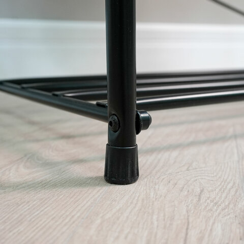 Банкетка для обуви "Альфа-23СЯ", 650х300х480 мм, 2 полки, ящик, металл/кожзам, черный/коричневый, ПДОА23СЯ Ч