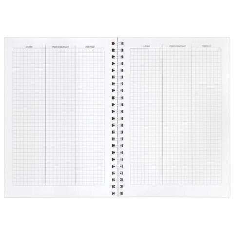 Тетрадь-словарь для записи английских слов А5 48 л., гребень, клетка, BRAUBERG, справка, 403564