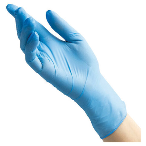 Перчатки нитриловые смотровые 100 пар (200 штук), размер 7-8, M (средний), голубые, BENOVY Nitrile Chlorinated, К