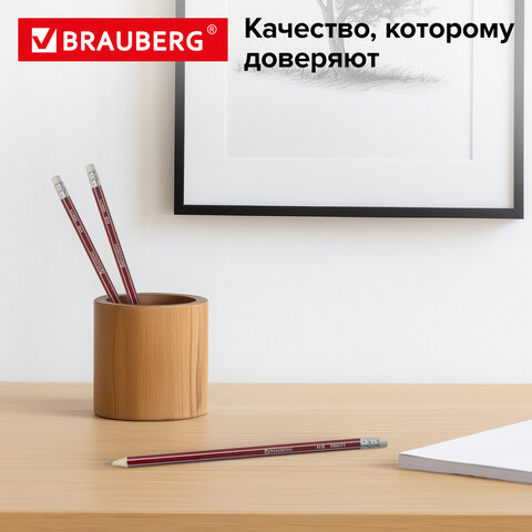 Карандаши чернографитные BRAUBERG НАБОР 12 шт., "ZTX", HB, с резинкой, красный корпус, картонная упаковка, 180671