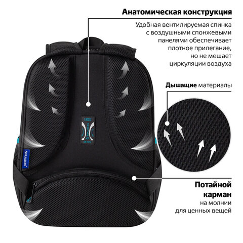 Ранец BRAUBERG FIT, 2 отделения, Speed increase, 38х27х14 см, 273109