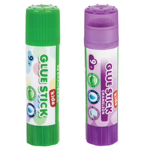 Клей-карандаш "2+1 обесцвечивающийся" 9 г, КОМПЛЕКТ 3 шт./блистер, BRAUBERG KIDS, 271712