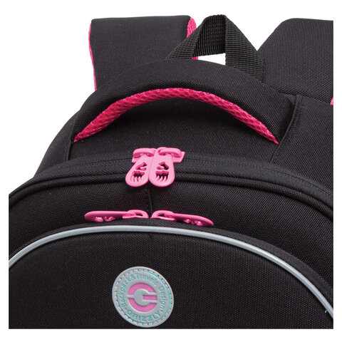 Ранец GRIZZLY анатомическая спинка, c брелоком, для девочек, "LUCK", 36х28х20 см, RAz-386-4/1