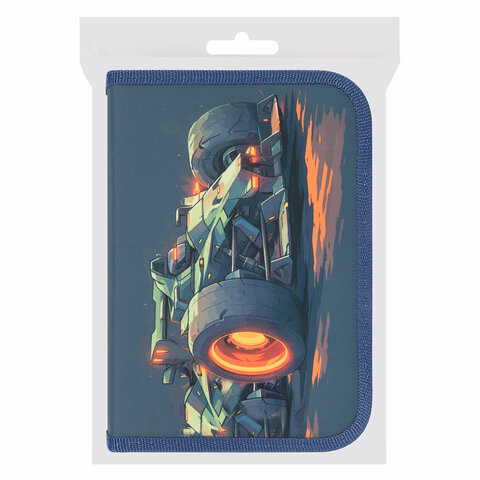 Пенал ПИФАГОР, 1 отделение, 2 откидные планки, полиэстер, 20х14 см, "Speed bolid", 273479