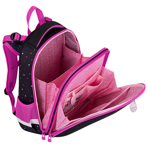 Ранец BRAUBERG PREMIUM, 2 отделения, с брелоком, "Pink lava", 38х29х16 см, 273097