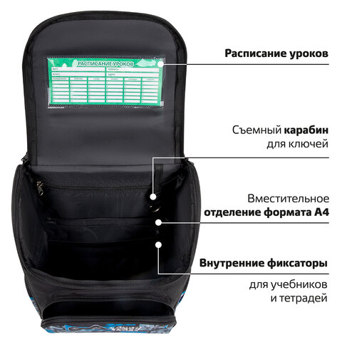 Ранец ПИФАГОР BASIC, 1 отделение, 3 кармана, эргономичная спинка, "Press play", 35х28х18 см, 272043