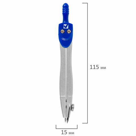 Готовальня BRAUBERG SCHOOL KIT, 8 предметов, циркуль 115 мм, чертежные принадлежности, металлический пенал со справочными материалами,210712