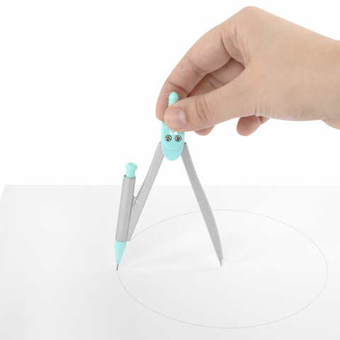 Готовальня BRAUBERG SCHOOL KIT, 9 предметов, циркуль 125 мм, чертежные принадлежности, мятный цвет, 210716
