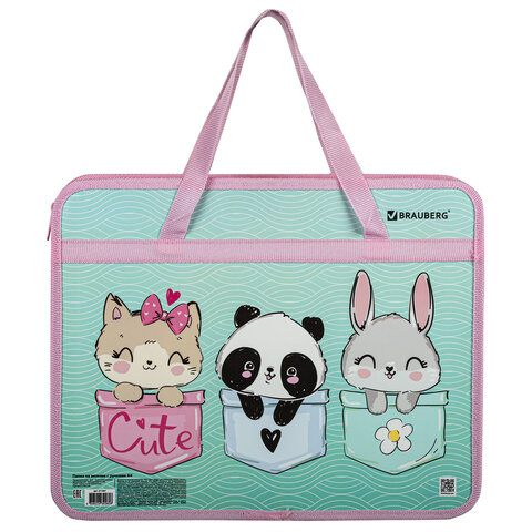 Папка на молнии с ручками BRAUBERG А4, 1 отделение, пластик, 80 мм, "BEST PALS", 271467