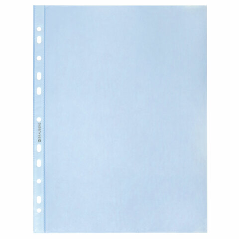 Папки-файлы перфорированные СИНИЕ А4 BRAUBERG, комплект 100 шт., гладкие, 35 мкм, 272675