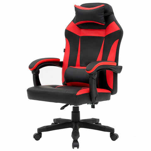 Кресло компьютерное CROMEX (КРОМЕКС) "Start GM-105", две подушки, экокожа, черное/красное, 532957