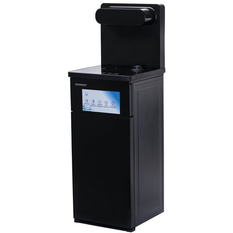 Кулер для воды с чайником SONNEN TBE-01 Tea Bar, напольный, ОХЛАЖДЕНИЕ ЭЛЕКТРОННОЕ, сенсорное управление, пульт ДУ, дисплей, шкафчик, 455749
