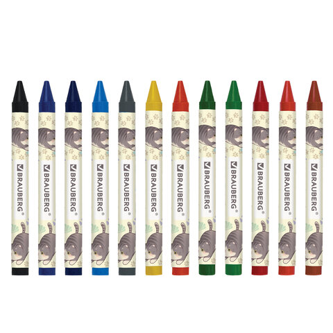 Восковые мелки BRAUBERG "МИЛЫЕ КОТЫ", НАБОР 12 цветов, 273229