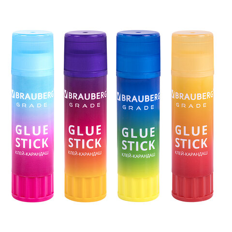 Клей-карандаш в градиентном корпусе BRAUBERG "Grade", 21 г, PVP-основа, ассорти, 271247