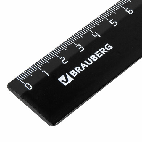 Линейка пластик 30 см, BRAUBERG, черная, 210612