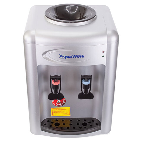 Кулер для воды AQUA WORK 0.7-TDR, настольный, НАГРЕВ/ЭЛЕКТРОННОЕ ОХЛАЖДЕНИЕ, 2 крана, серебро, 24762