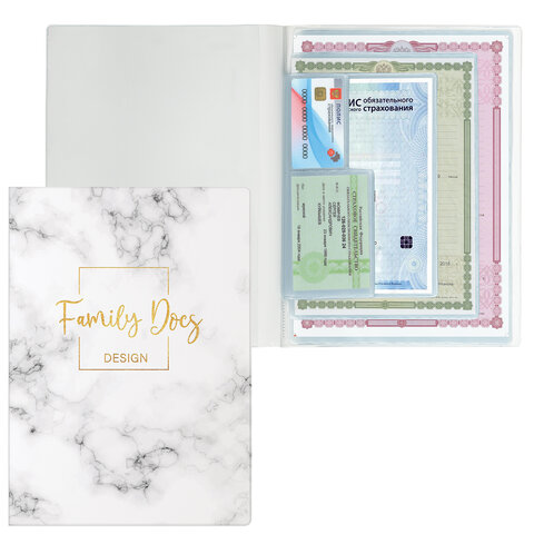 Папка-органайзер семейная для 4-х комплектов документов "Marble 1", А4, цветной принт, STAFF, 238339