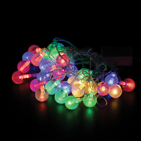 Электрогирлянда-нить комнатная 3 м, 30 LED, с насадками, вид: "Шарики", мультицветная, 220V, контроллер, ЗОЛОТАЯ СКАЗКА, 591363
