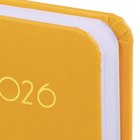 Ежедневник датированный 2026, А5, 138x213 мм, BRAUBERG "Select", балакрон, желтый, 117088