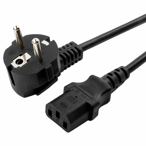 Кабель питания 1,8 м, CABLEXPERT, Schuko-C13, 3x0,5 мм2, 6 A, с заземлением, черный, PC-186