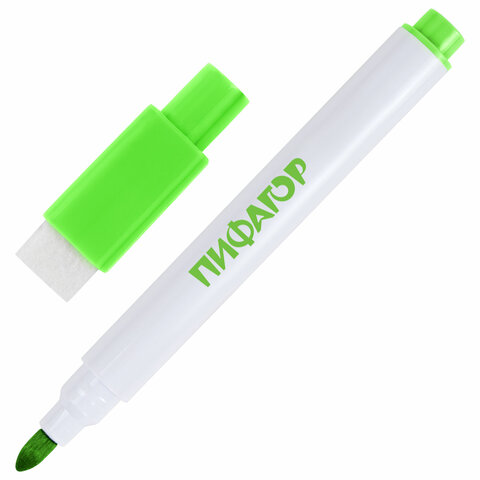 Маркеры стираемые 2 мм на магните со стирателем для белой доски и планера НАБОР 8 ЦВЕТОВ, ПИФАГОР, 152562