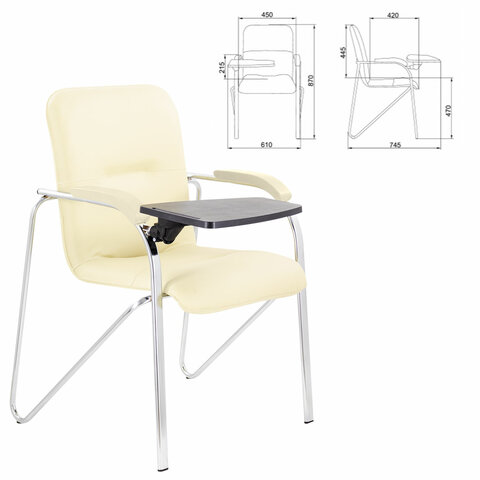 Кресло со столом BRABIX "Samba CF-108 BOX-2", хром каркас, кожзам бежевый, разобрано, 533219