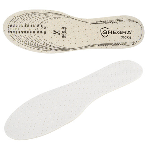 Стельки для обуви КОМФОРТ, УНИВЕРСАЛЬНЫЙ размер RU 34-45 / EU 35-46 с линиями выреза, SHEGRA (ШЕГРА), 700733