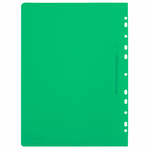 Скоросшиватель пластиковый с перфорацией BRAUBERG EXTRA, А4, 140/180 мкм, зеленый, 272896