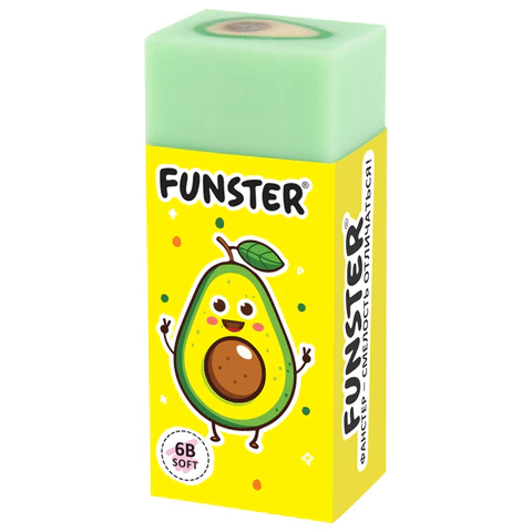 Ластики FUNSTER (ФАНСТЕР) "AVOCADO", НАБОР 3 штуки, 50х21х16 мм, прямоугольные, картонный держатель, экологичный ПВХ, блистер, 272724