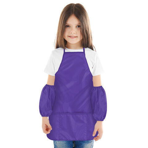 Фартук с нарукавниками для уроков труда ПИФАГОР, 3 кармана, стандартный размер, 44x55 см, фиолетовый, 273752
