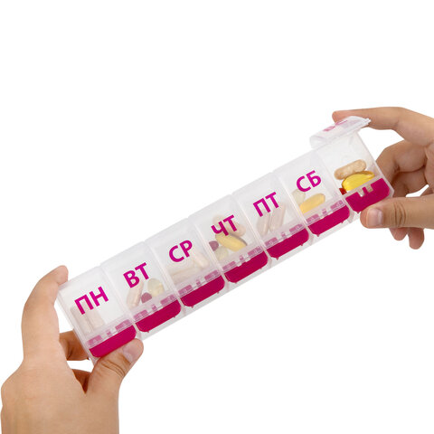 ТАБЛЕТНИЦА/Контейнер-органайзер для лекарств и витаминов "7 дней/1 прием MAXI", DASWERK (ДАСВЕРК), 631024