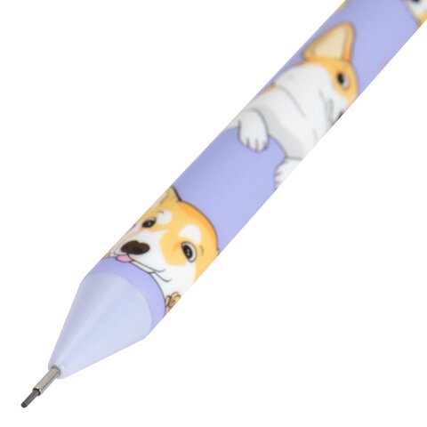 Карандаш механический 0,7 мм с принтом FUNSTER (ФАНСТЕР) "CORGI", корпус soft-touch ассорти, 182060