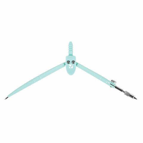 Циркуль BRAUBERG GEOMETRY, 120 мм, пастельно-бирюзовый цвет, защитный колпачок, пластиковый пенал, 210697