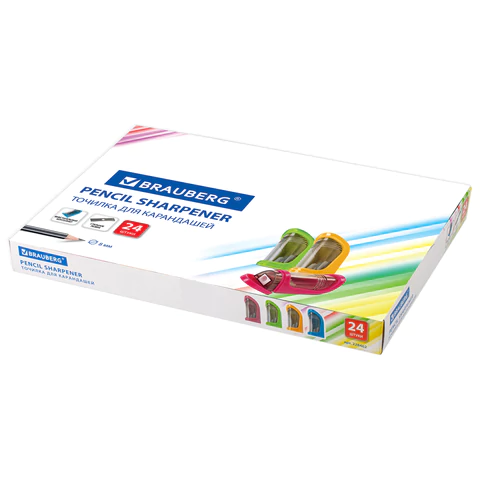 Точилка BRAUBERG "Sharp", с контейнером, пластиковая, корпус ассорти, 228462