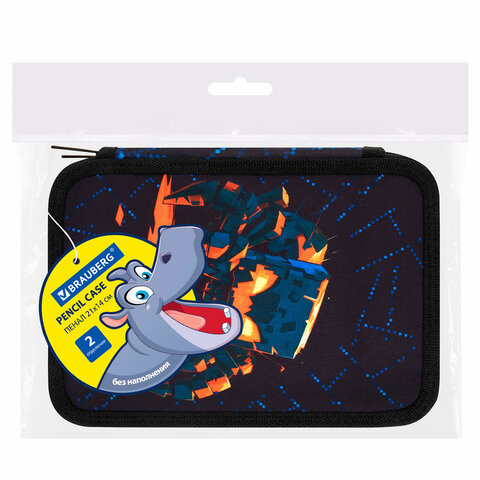 Пенал BRAUBERG, 2 отделения, полиэстер, 21х14 см, "Fire spider", 273537