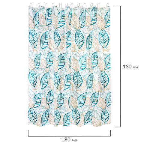 Шторка для ванной PEVA, 180х180 см, кольца в комплекте, 3 дизайна ассорти, РАСТЕНИЯ, PRIMILA (ПРИМИЛА), 700076