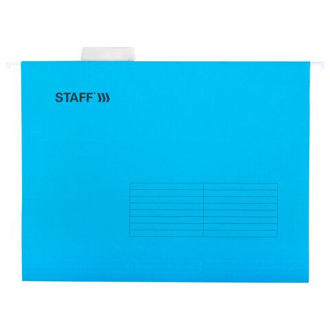 Подвесные папки А4 (350х240 мм), до 80 л., КОМПЛЕКТ 10 шт., синие, картон, STAFF, 270928